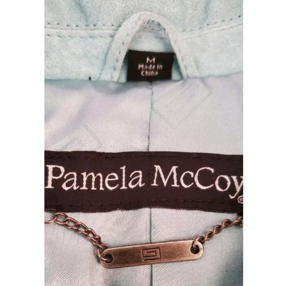 NWT Women Pamela McCoy Mint Green Leather Jacket with Pockets and Button Size M - Picture 9 of 12